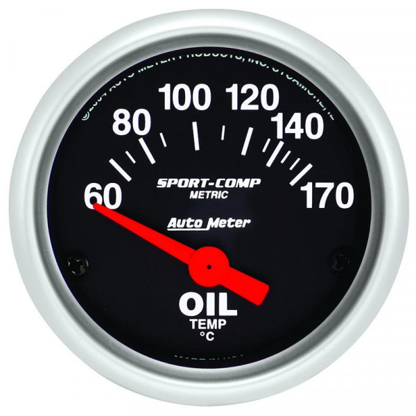 Autometer Sport-Comp 52mm 60-170 Degree Short Sweep Electronic Oil Temperature Gauge