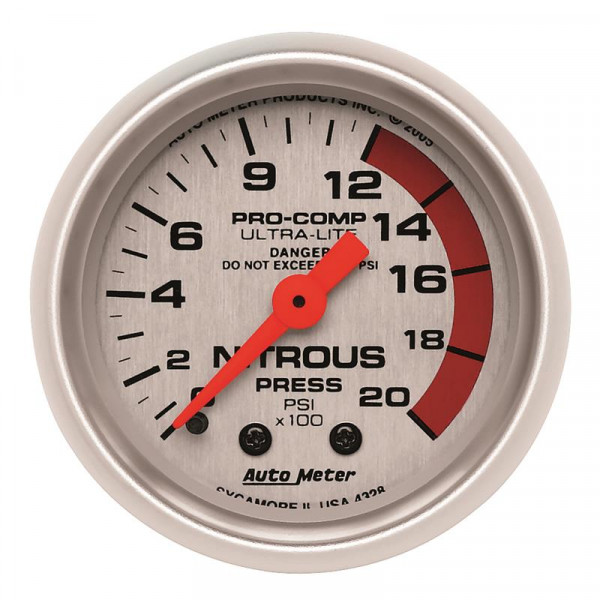 Autometer Ultra-Lite 52mm 2000 PSI Mechanical Nitrous Pressure Gauge